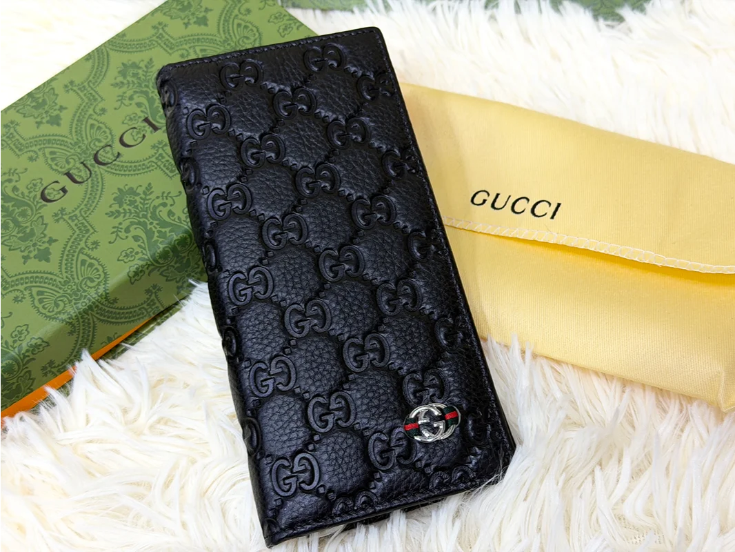 Gucci Black GG Monogram Long Wallet
