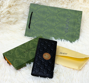 Gucci Black GG Monogram Long Wallet with GG Emblem