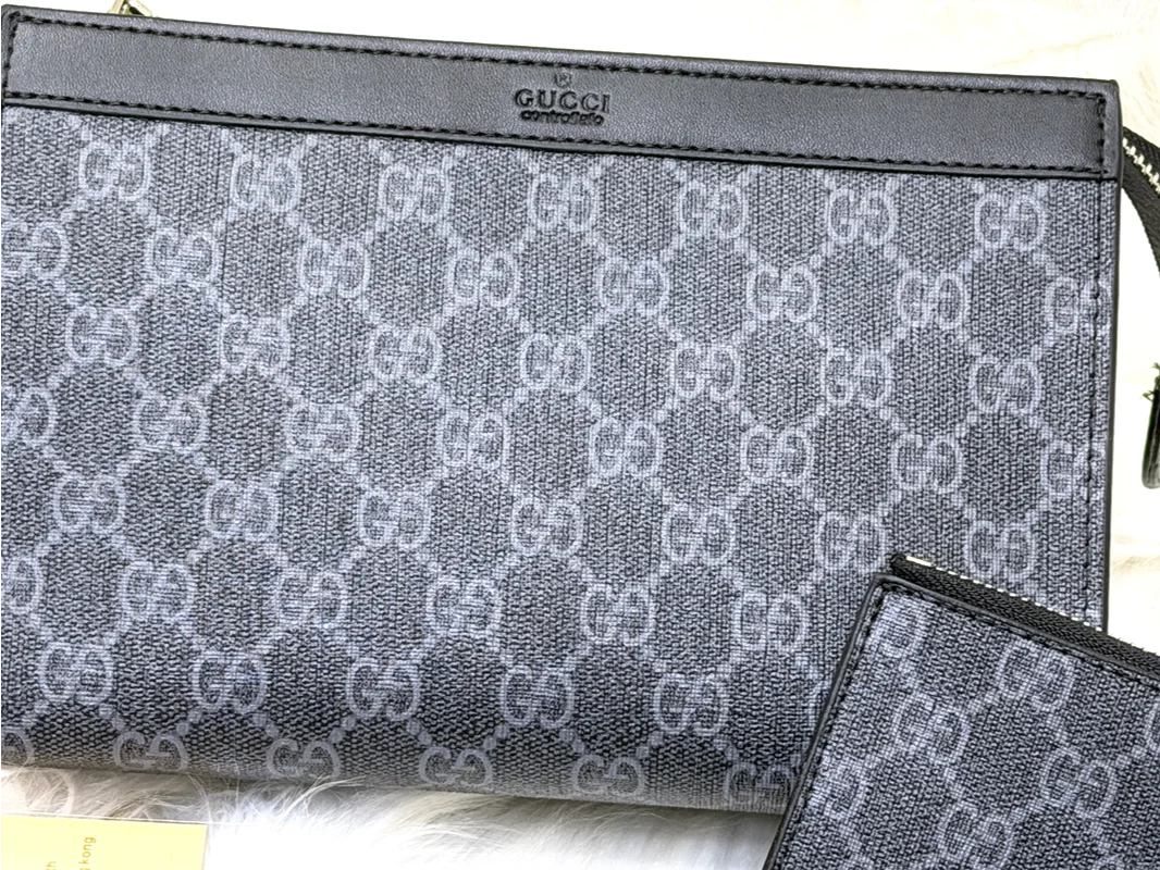 Gucci Dark Grey GG Monogram Crossbody Pouch Bag