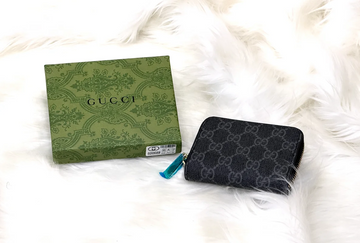 Gucci GG Monogram Black Accordion Zip Card Holder