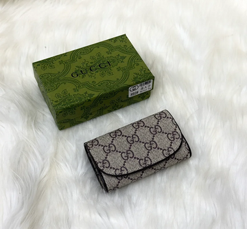 Gucci GG Supreme Beige Brown Flap Card Holder for Women