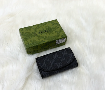 Gucci GG Supreme Black Flap Card Holder for Women
