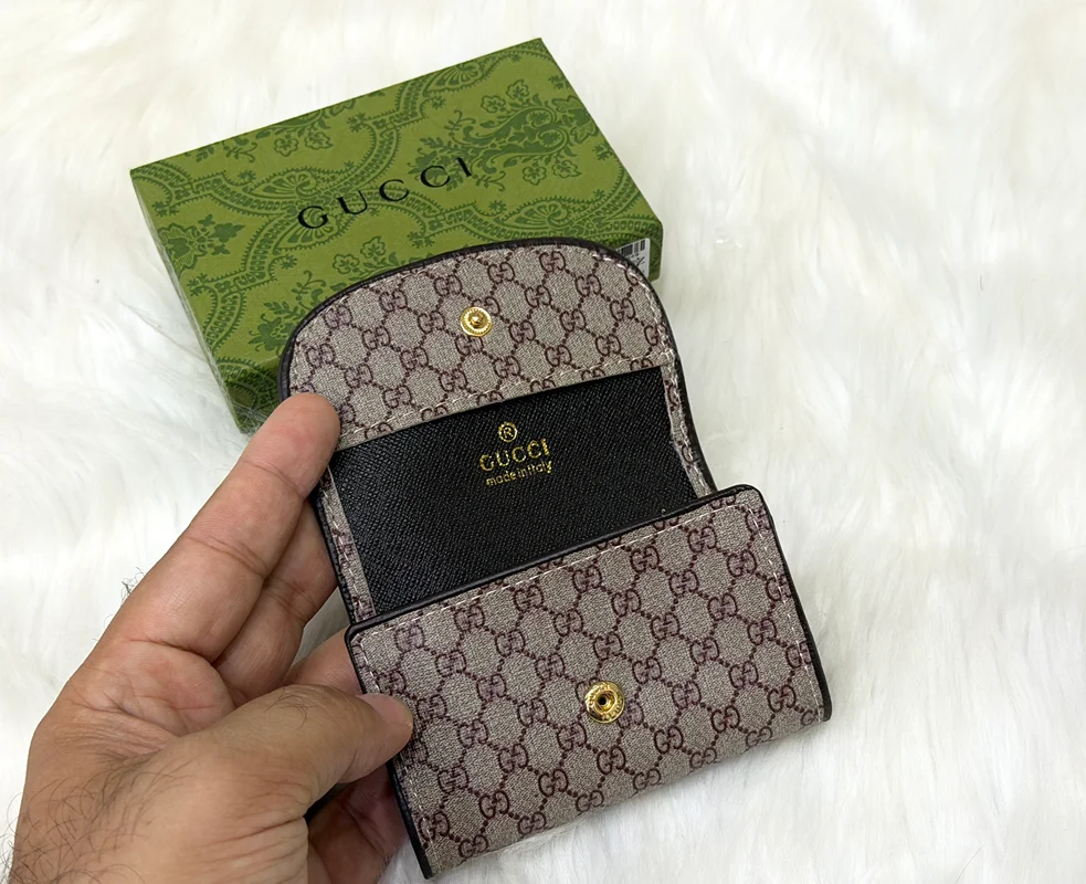 Gucci GG Supreme Brown Flap Card Holder for Women