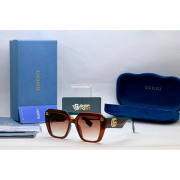 Gucci Hexagonal Brown Sunglasses