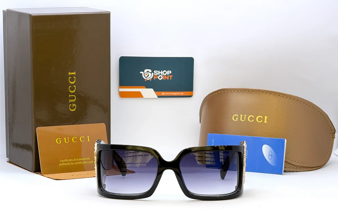 Gucci Black Rectangular Sunglasses