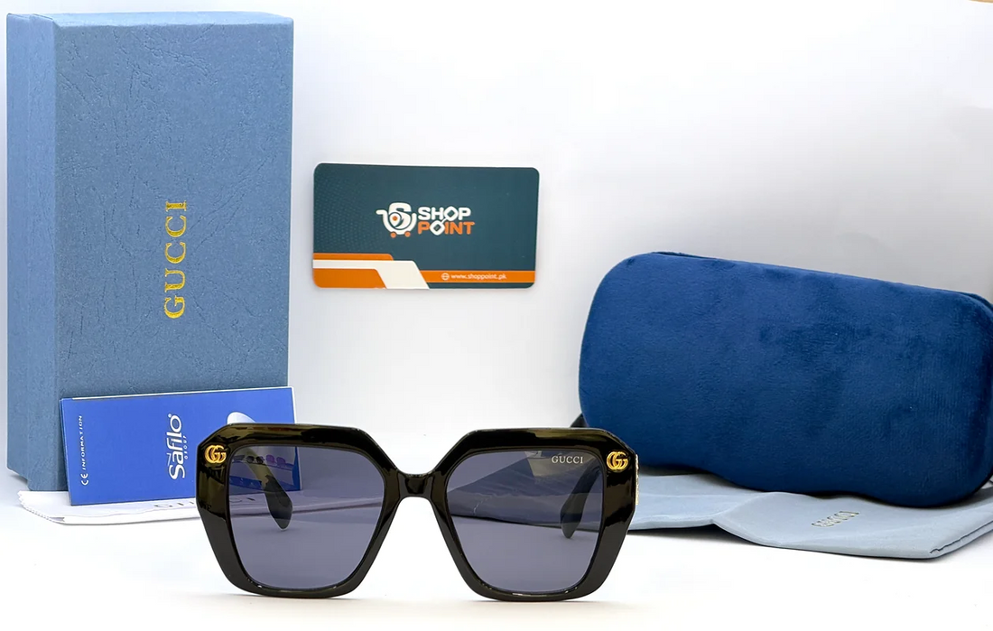 Gucci Hexagonal Black Sunglasses