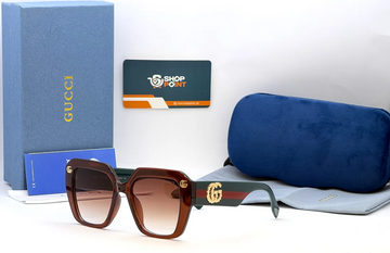 Gucci Hexagonal Brown Sunglasses