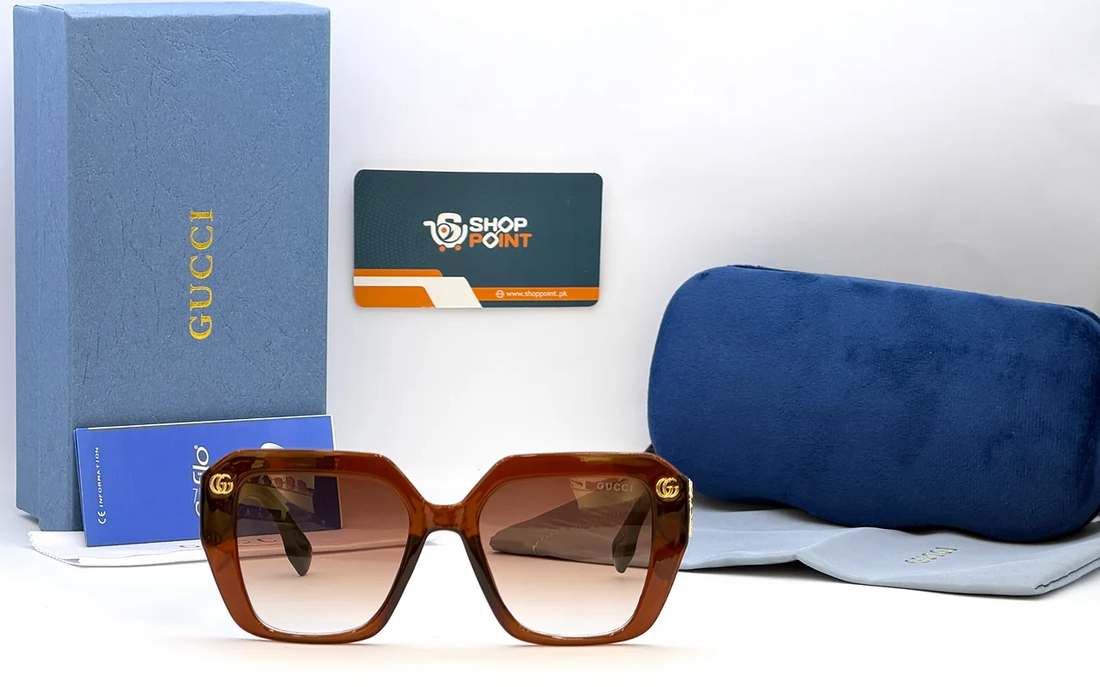 Gucci Hexagonal Brown Sunglasses