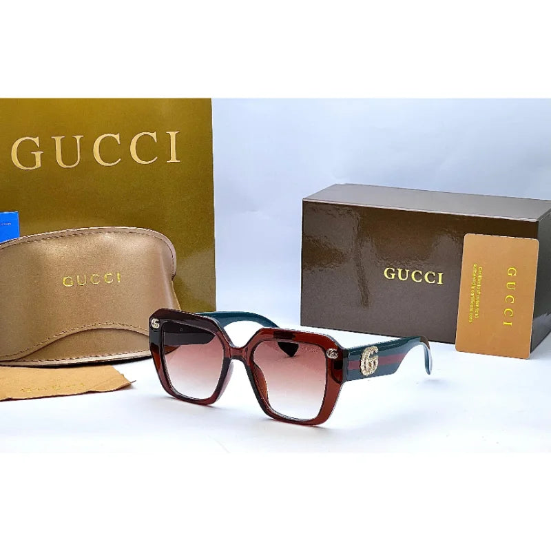 Gucci Hexagonal Brown Sunglasses