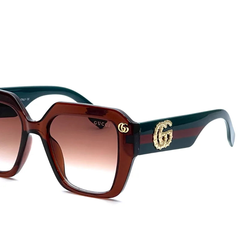 Gucci Hexagonal Brown Sunglasses