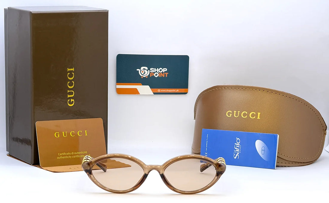 Gucci Oval Gold Detail Sunglasses