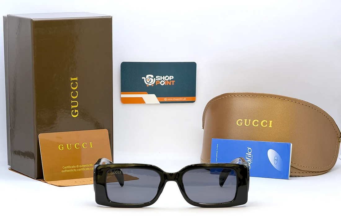 Gucci Rectangular Injection Black Sunglasses