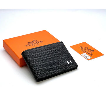 Hermes Black Leather Wallet For Men