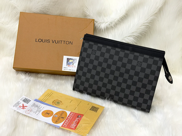 Louis Vuitton Black Checkered Zip Pouch