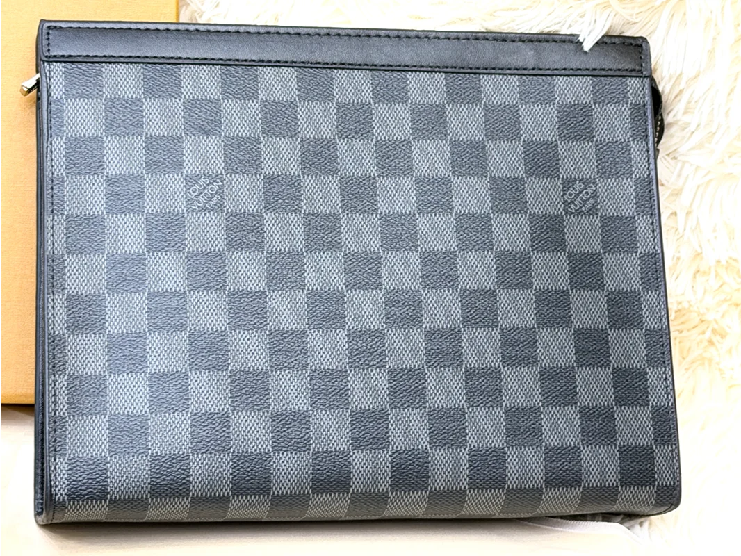 Louis Vuitton Black Checkered Zip Pouch