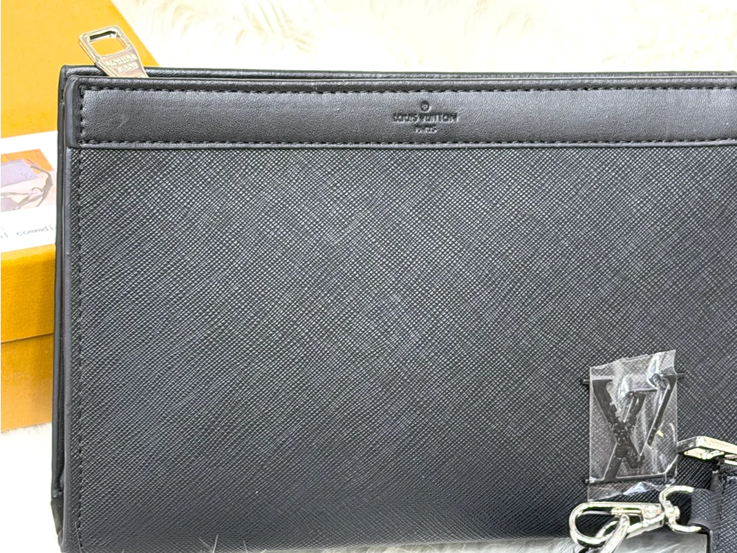 Louis Vuitton Black Crossbody Pouch Set with Adjustable Strap