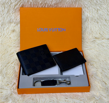 Louis Vuitton Black Damier Wallet Gift Set with Card Holder & Keychain