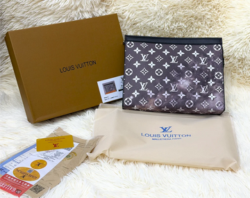 Louis Vuitton Black Monogram Pattern Zip Pouch