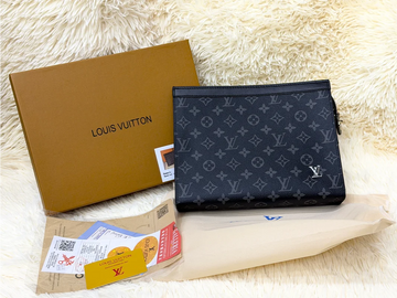 Louis Vuitton Black Monogram Shadow Zip Pouch