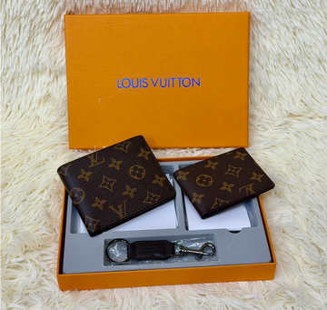 Louis Vuitton Brown Monogram Wallet Gift Set with Card Holder & Keychain