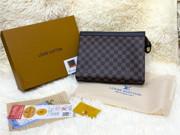 Louis Vuitton Damier Checkered Black Brown Zip Pouch