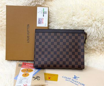 Louis Vuitton Damier Checkered Black Brown Zip Pouch