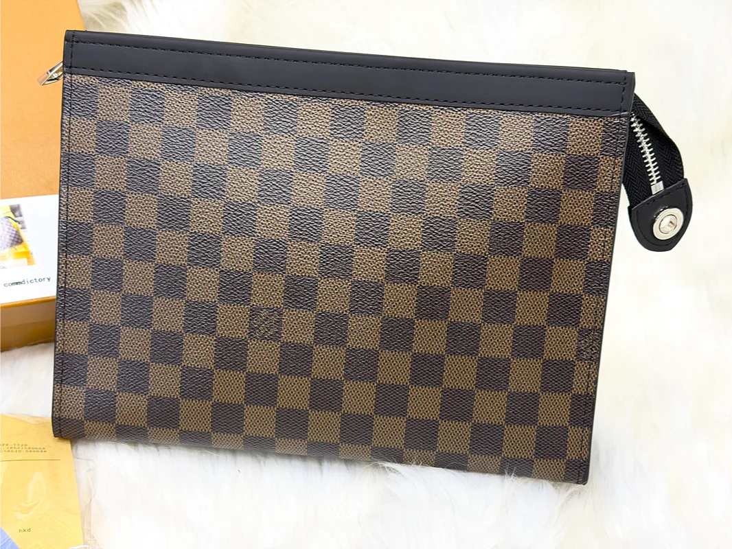 Louis Vuitton Damier Ebene Checkered Hand Pouch