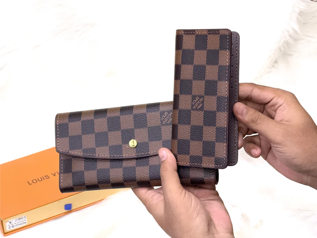 Louis Vuitton Damier Ebene Long Flap Wallet for Women – Brown