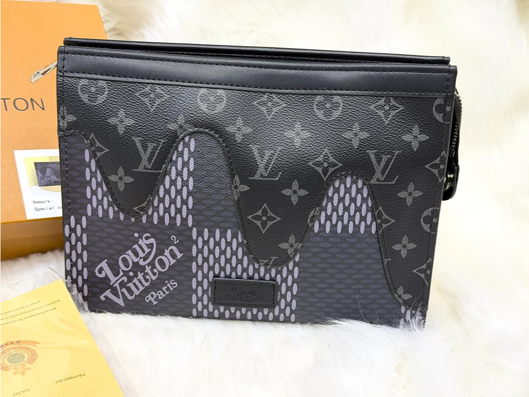 Louis Vuitton Paris Monogram Wave Black Hand Pouch