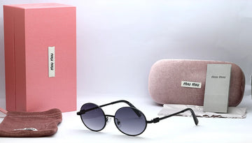 Miu Miu 23570 Black Round Sunglasses