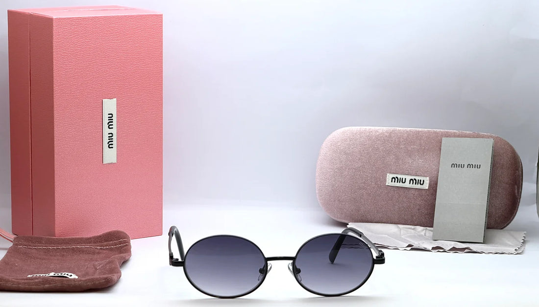 Miu Miu 23570 Black Round Sunglasses