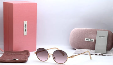 Miu Miu 23570 Gold Round Sunglasses