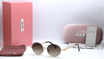Miu Miu 23570 Gold Round Sunglasses