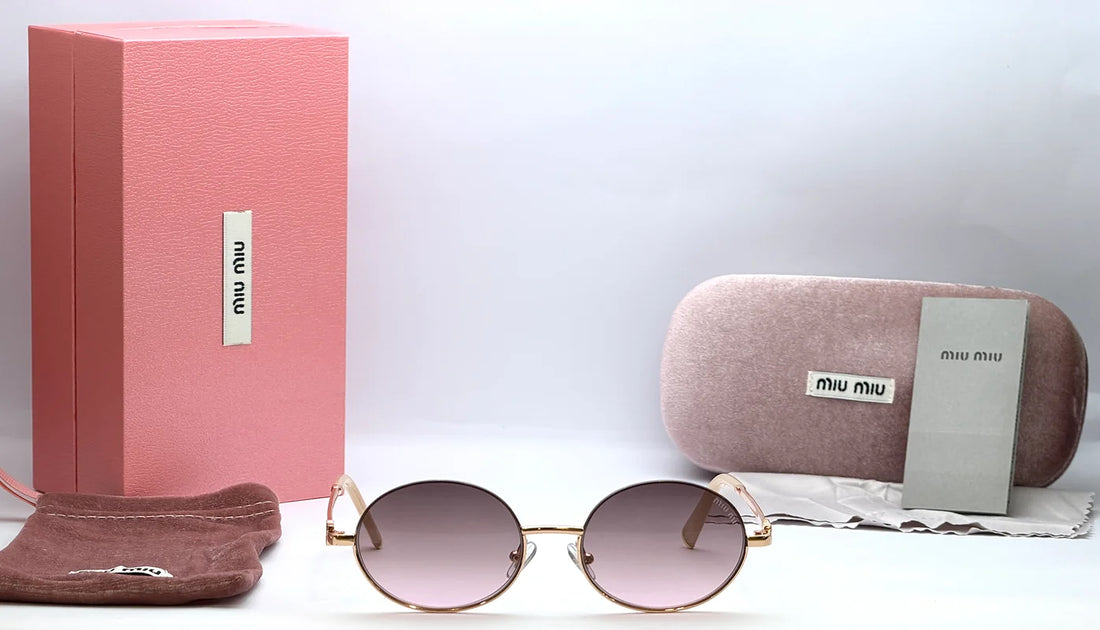 Miu Miu 23570 Gold Round Sunglasses