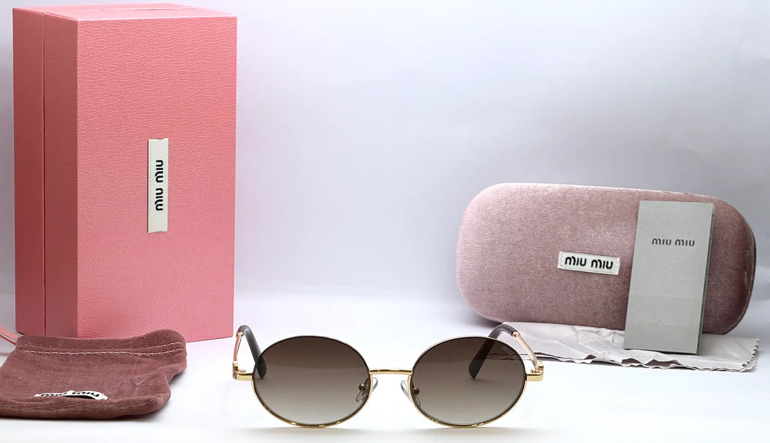 Miu Miu 23570 Gold Round Sunglasses
