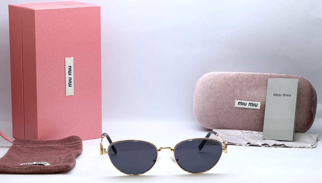 Miu Miu 23597 Gold Black Sunglasses