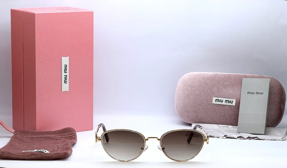 Miu Miu 23597 Gold Brown Gradient Sunglasses