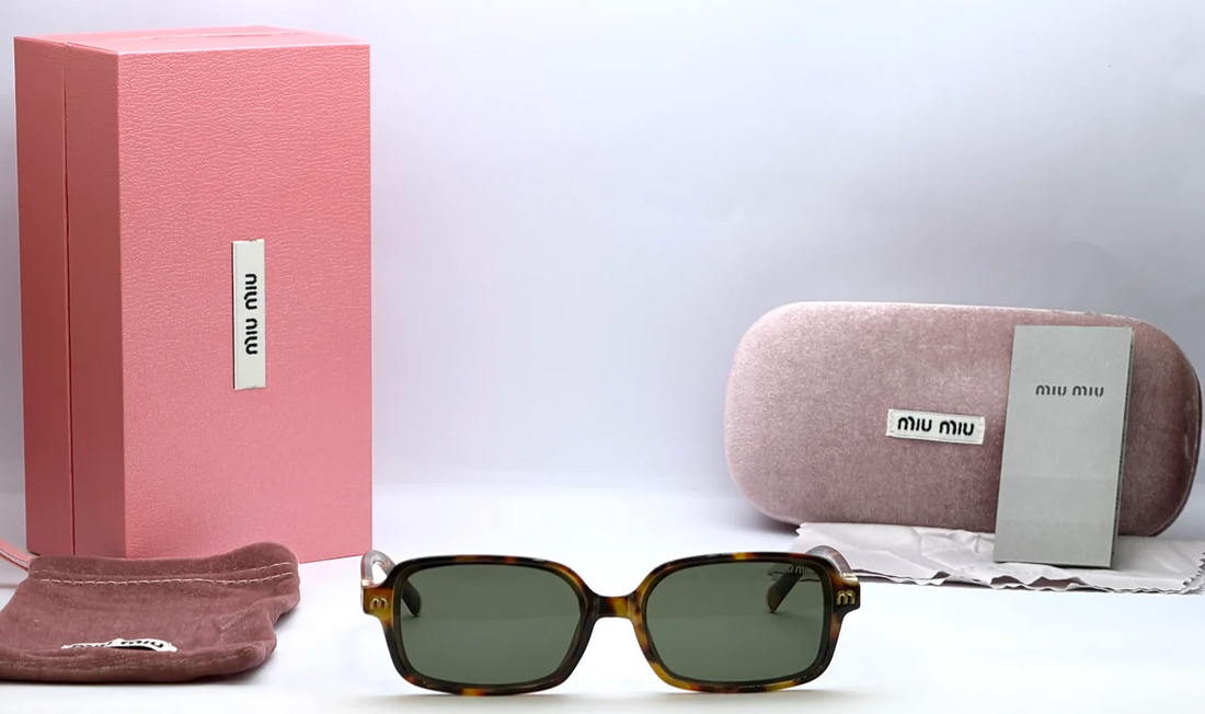 Miu Miu 34111 Tortoise Green Square Sunglasses