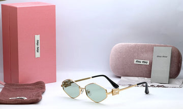Miu Miu 478 Gold Geometric Green Tint Sunglasses
