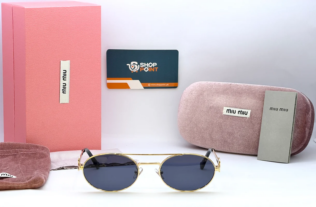 Miu Miu DY021 Gold Round Sunglasses