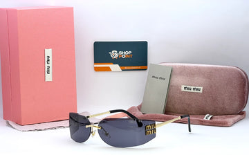 Miu Miu SMU54Y Gold Rimless Shield Sunglasses