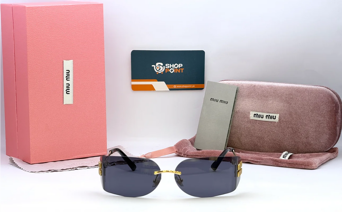Miu Miu SMU54Y Gold Rimless Shield Sunglasses