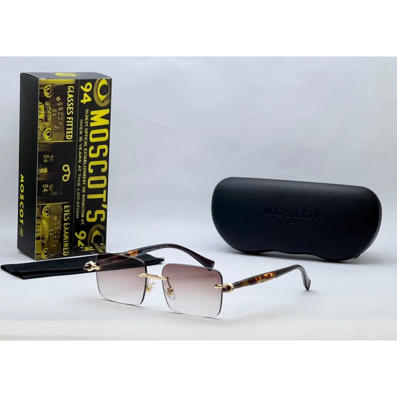 Moscot Brown Rimless Sunglasses