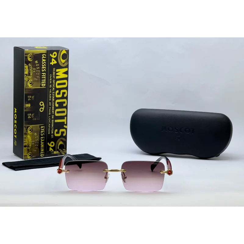 Moscot Pink Rimless Sunglasses