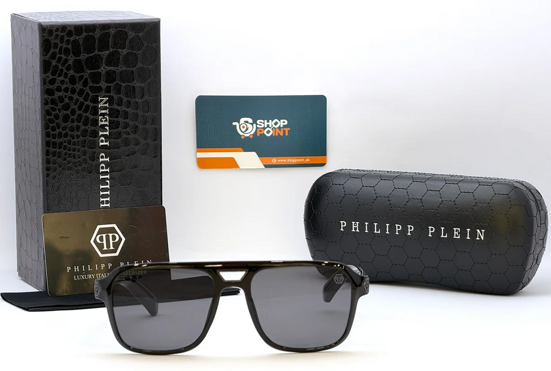 Philip Plein 99534 Black Square Sunglasses with Black Lenses