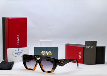 Prada Black Brown Square Sunglasses with Triangle Logo