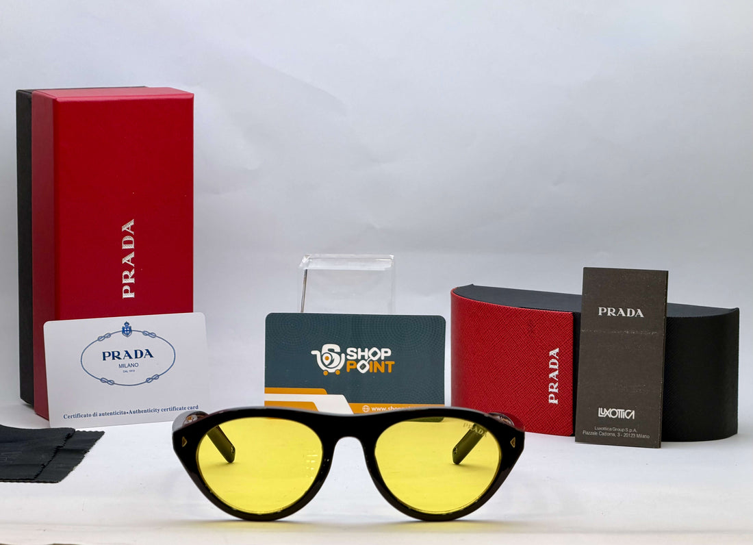 Prada Black Cat Eye Sunglasses with Iconic Metal Plaque