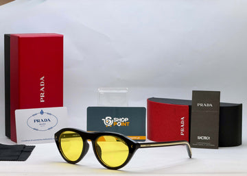 Prada Black Cat Eye Sunglasses with Iconic Metal Plaque