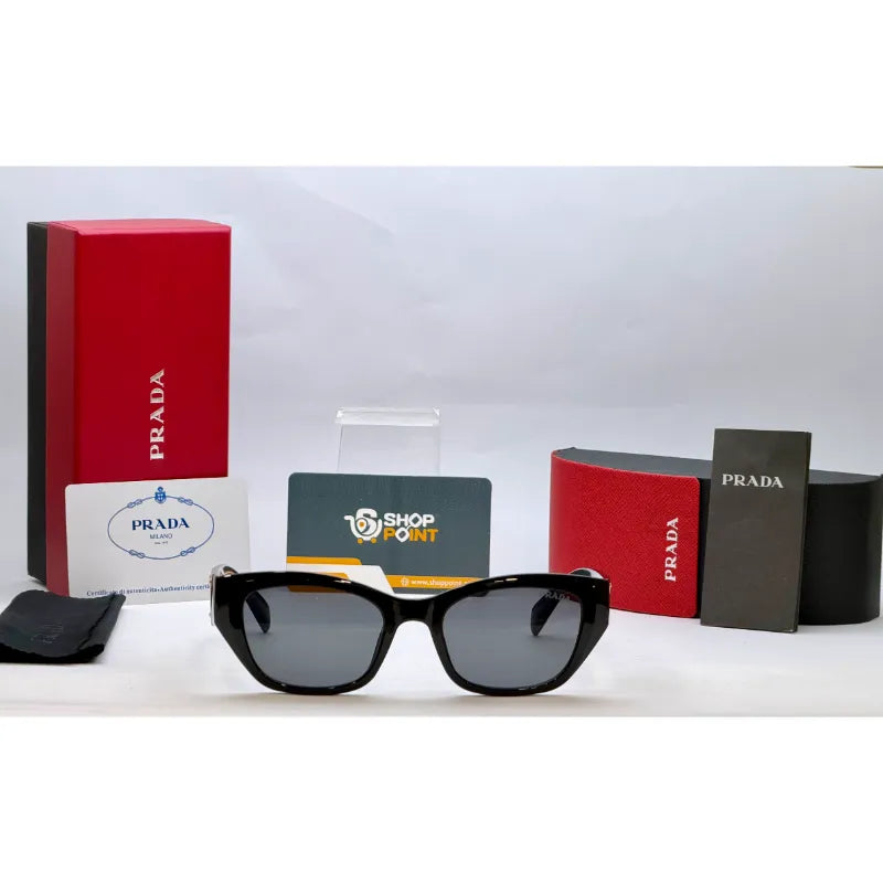 Prada Black Rectangular Sunglasses with Triangle Logo