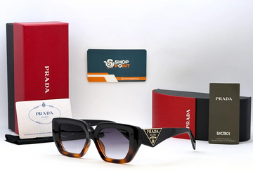 Prada Black Brown Square Sunglasses with Triangle Logo